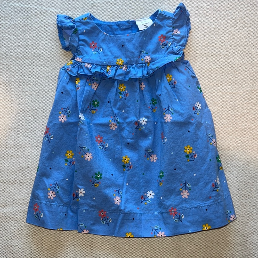Baby GAP Blue Floral Dress, 3-6M 🌼